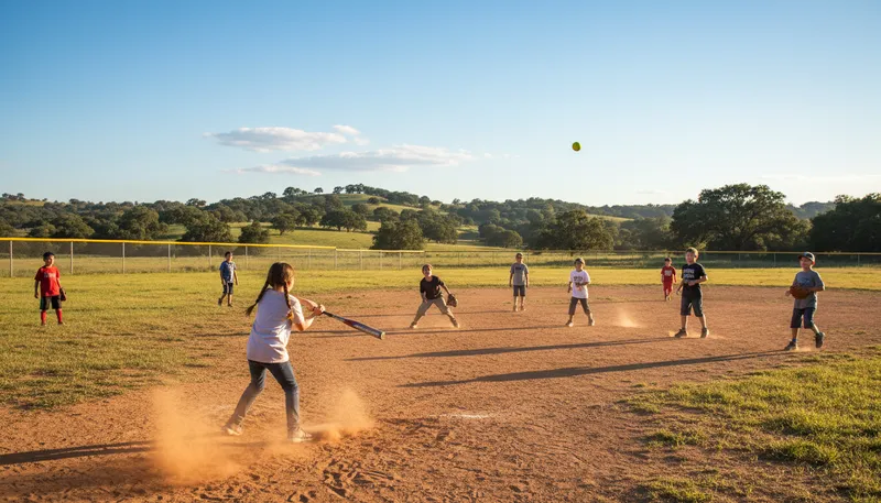 Illustration of softball: A sport played with a larger ball.