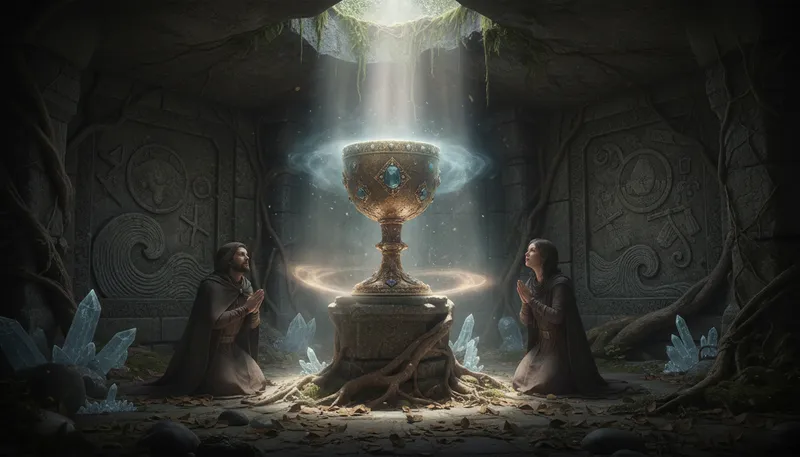 Illustration of grail: cup associated with Jesus' Last Supper
