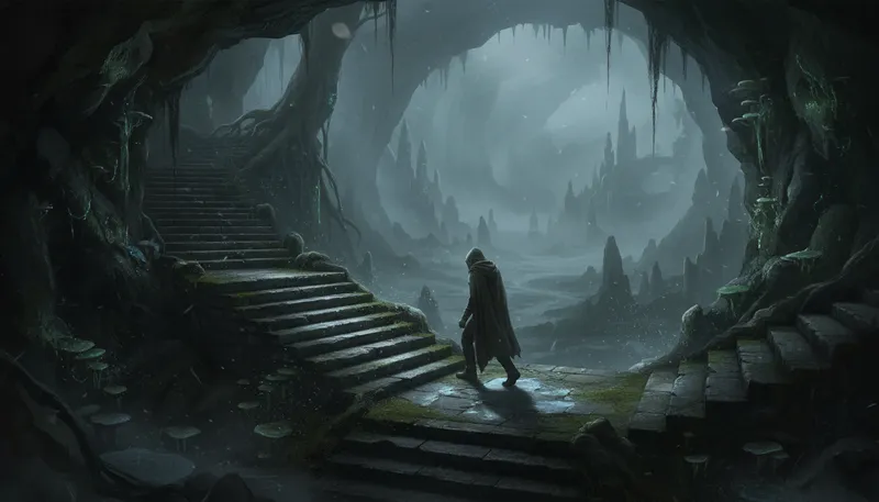 Illustration of underworld: A mythical place of the dead or criminals.