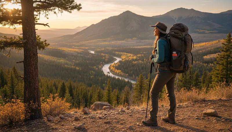 Illustration of backpacking: Traveling with a backpack for adventure.