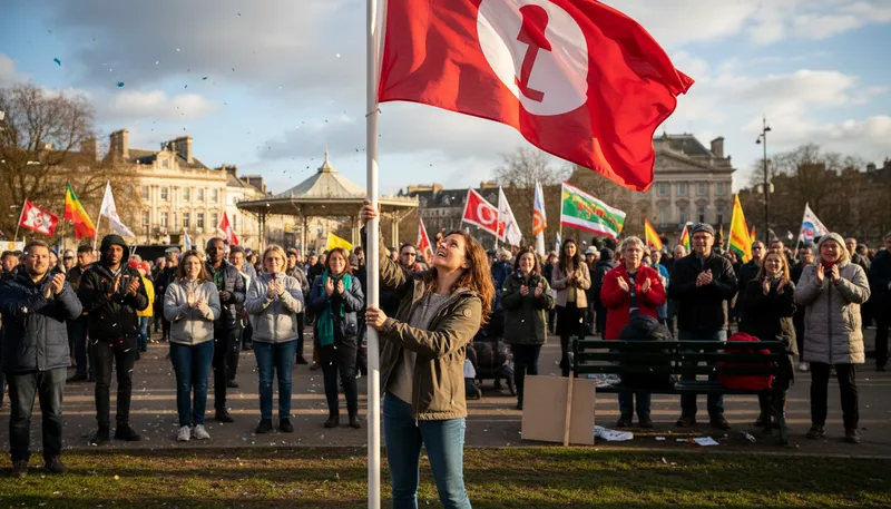 Illustration of fly the flag: Show support for a cause or group.