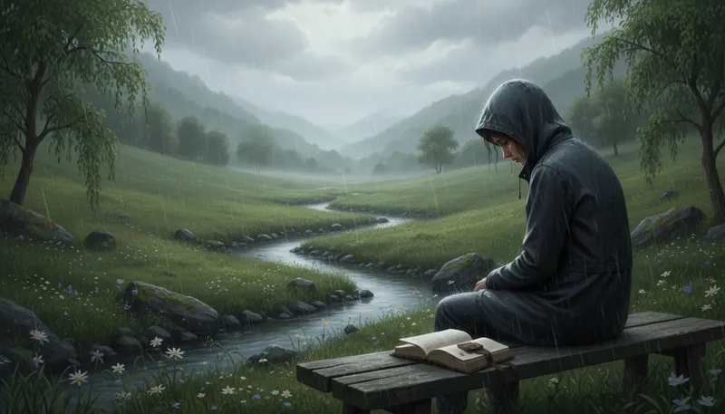 Illustration of vale of tears: A place of suffering or sadness.