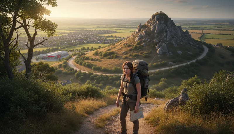 Illustration of go all around the wrekin: To take a long, unnecessary path.
