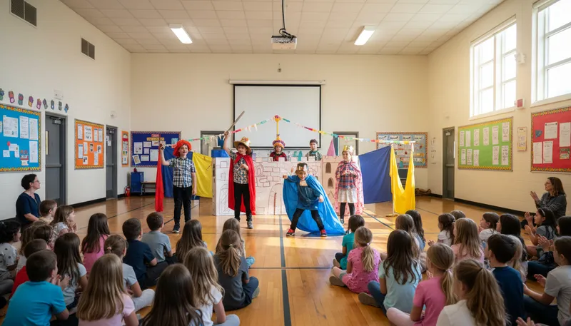 Illustration of skit: a short, funny performance or play