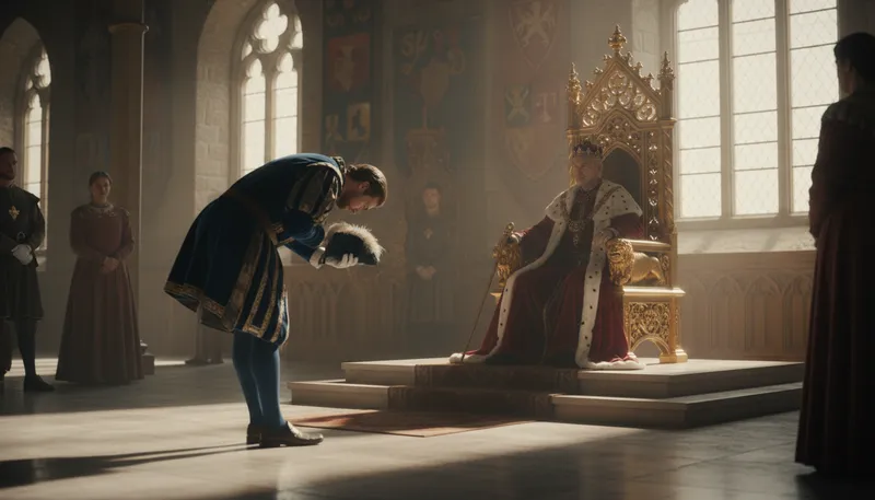 Illustration of courtier: A person who attends a royal court.