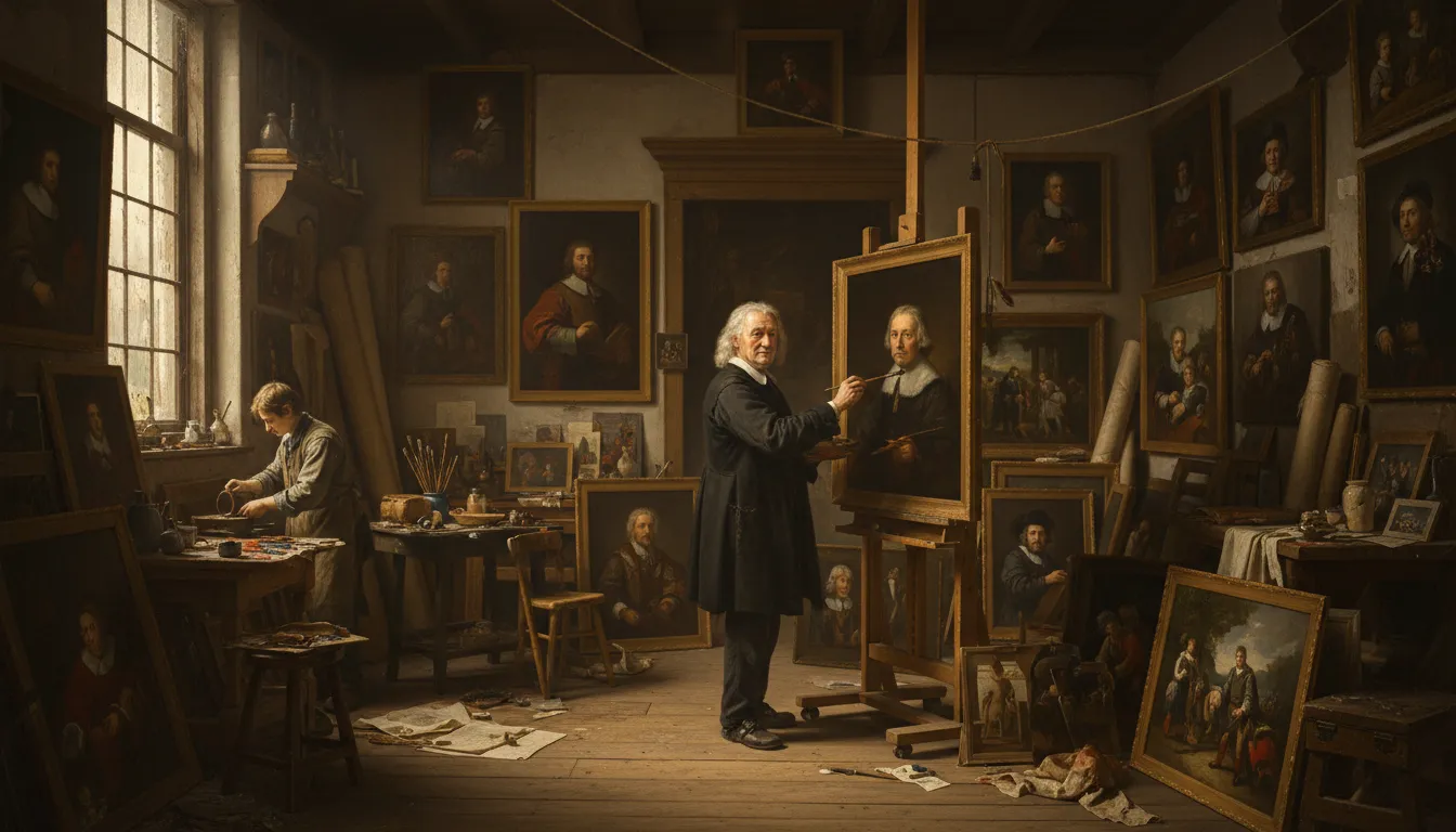 Illustration de Rembrandt : Famous Dutch painter known for dramatic lighting.