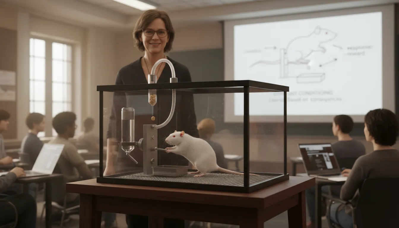 Illustration of operant conditioning: Learning in which behavior changes because of rewards or punishments that follow it.