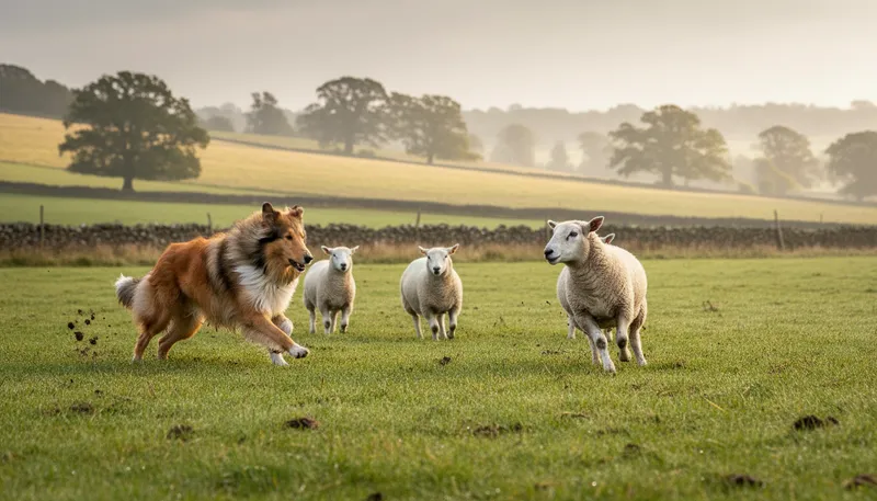 Illustration of collie: A type of dog known for herding sheep.