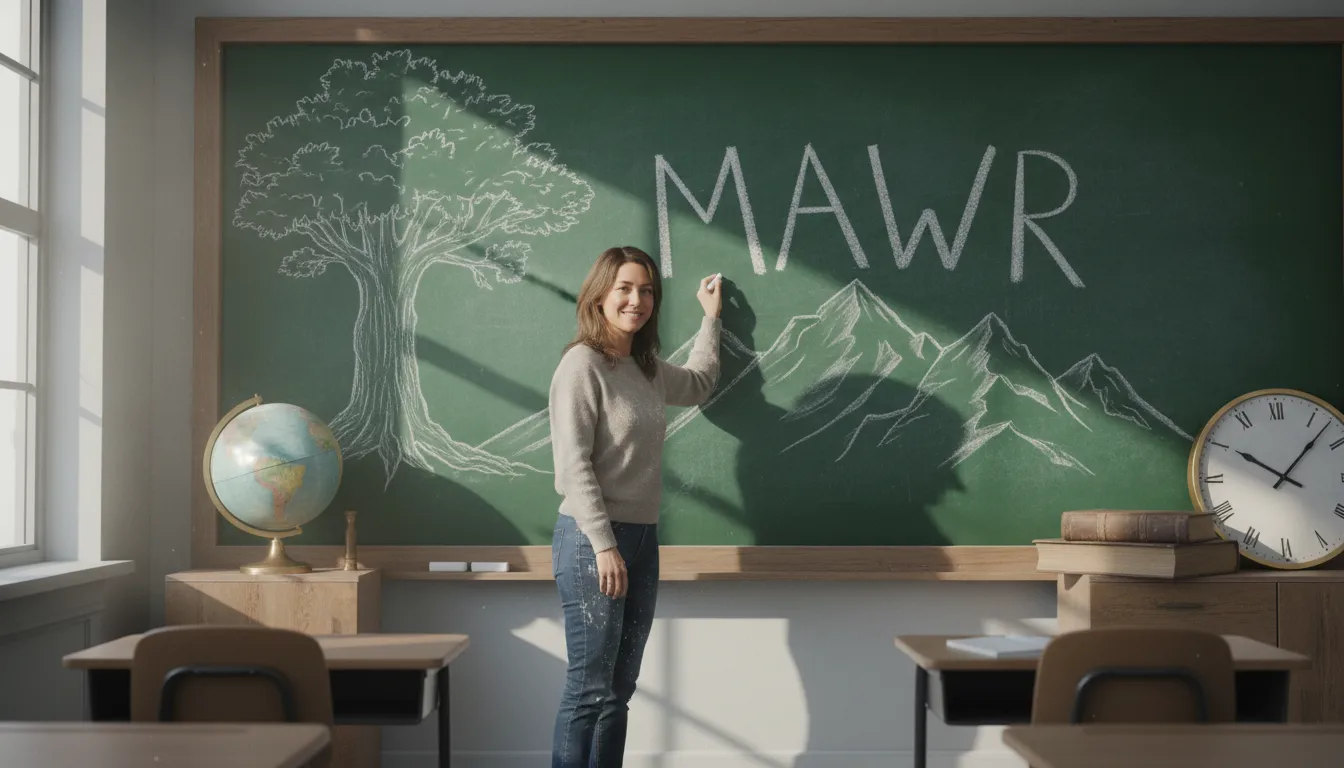 “mawr” kelimesinin çizimi: A Welsh term meaning 'great' or 'big'.