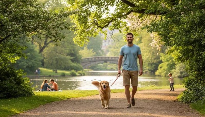 Illustration of one man and his dog: A simple, uncomplicated companionship.