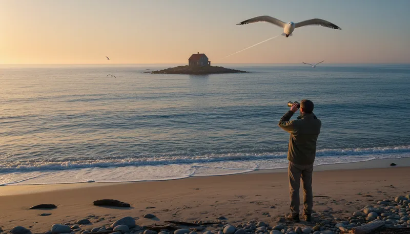 Illustration of as the gull flies: In a straight line, without obstacles.