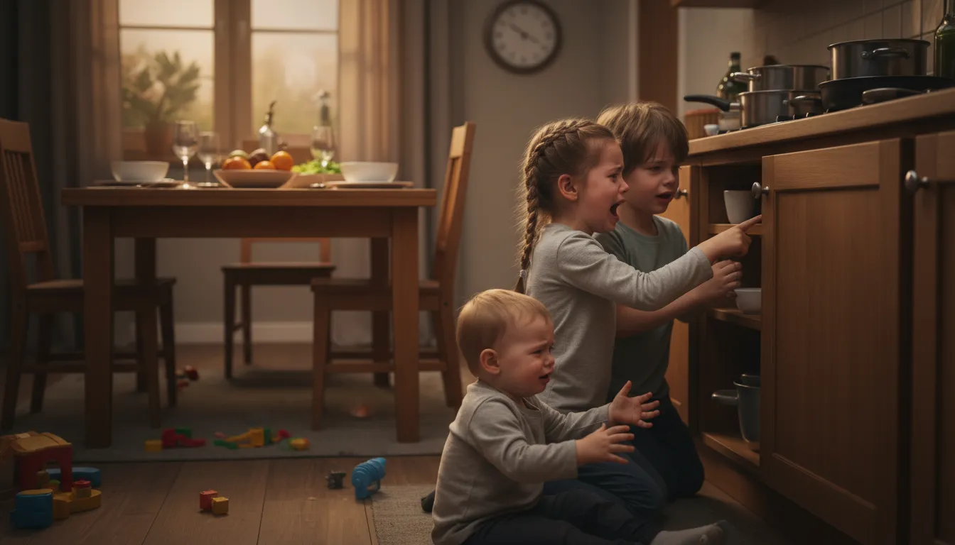 cry cupboard का चित्र: to say that you are hungry