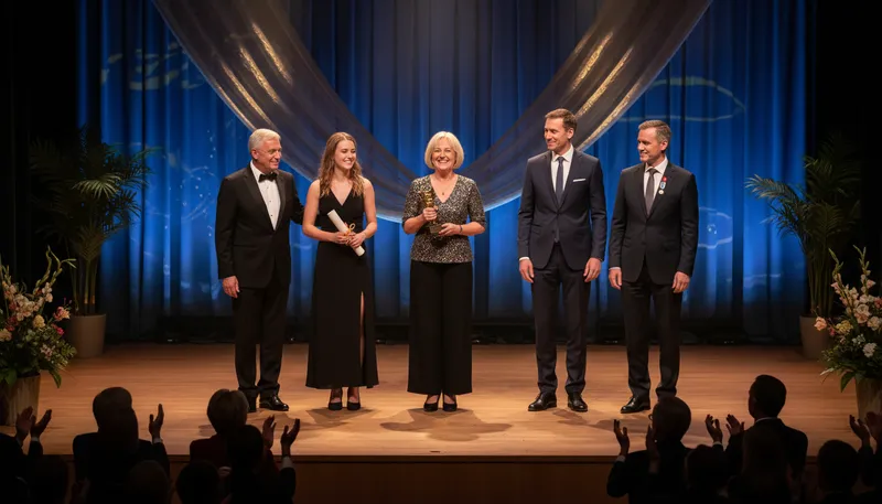 Illustration of honorees: People receiving special recognition or awards.