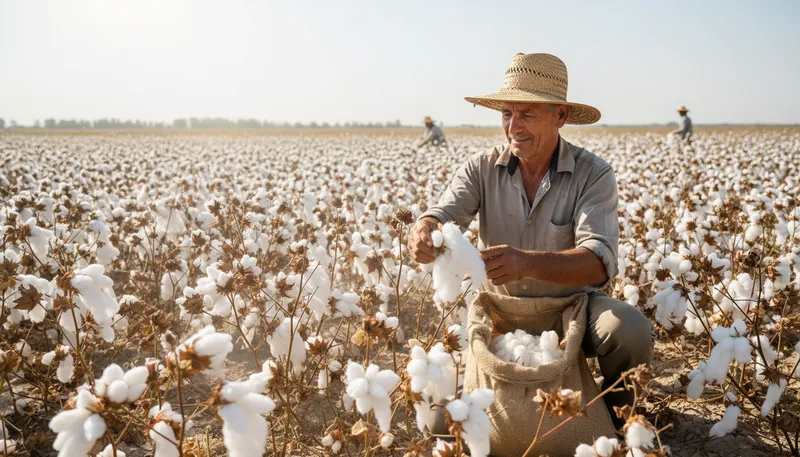 Illustration of cotton: Soft fiber used to make fabric and clothing.