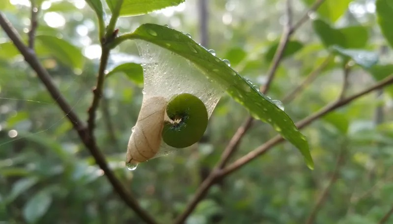 Illustration of cocoon: A protective covering spun by an insect.