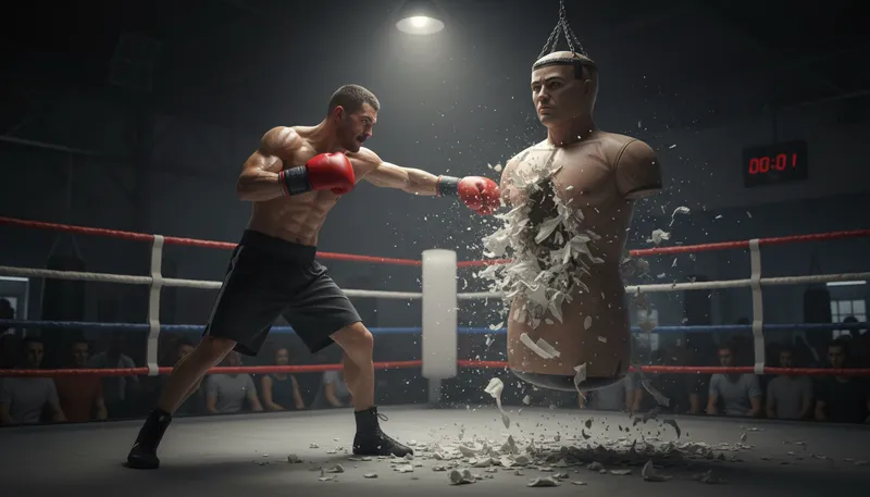 Illustration of beat the stuffing out of: to hit someone very hard