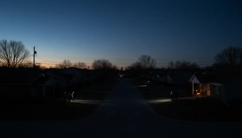 Illustration of blackout: A temporary loss of power or light.