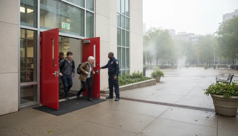 Illustration of egress: The act of going out or leaving.