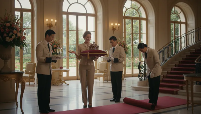 Illustration of give the royal treatment: to treat someone with great respect or luxury
