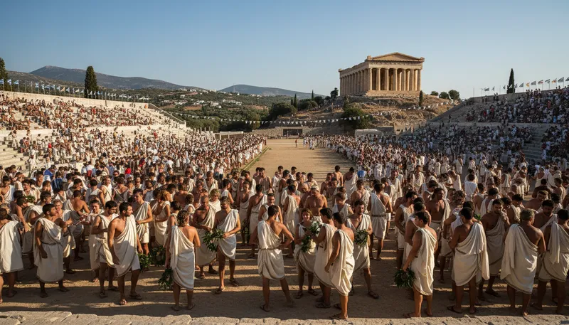 Illustration of olympics: ancient Greek games celebrating physical prowess