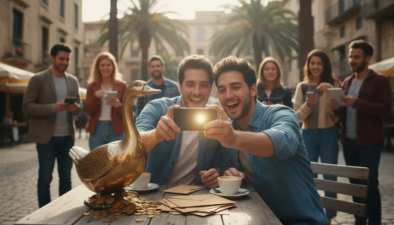 Illustration of golden goose: a source of wealth or success