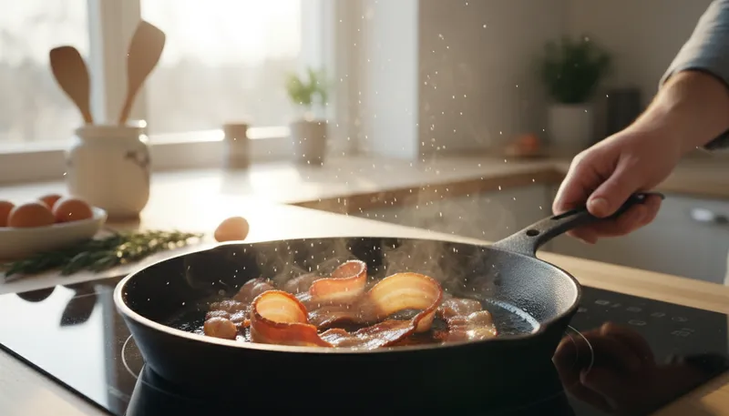 Illustration of sizzle: The sound of frying or cooking food.