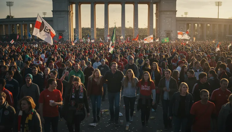 Illustration of in full force: Present in large numbers or strength.