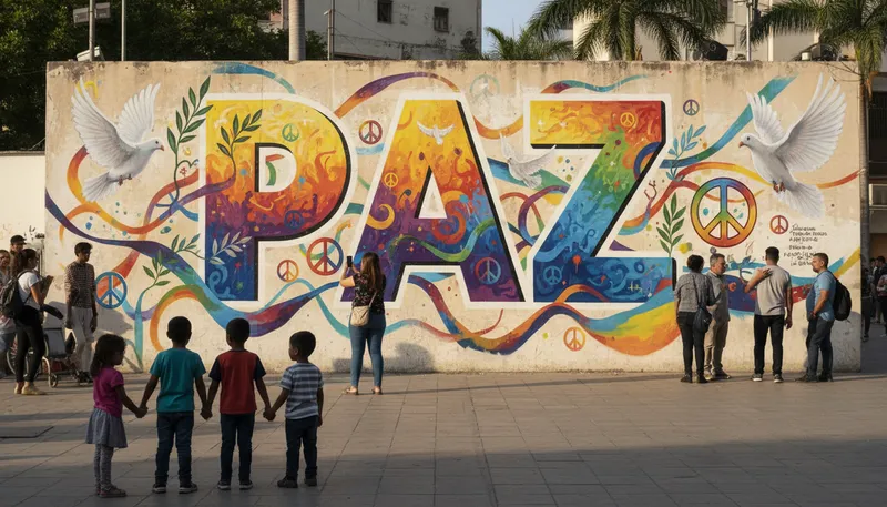 Illustration of paz: A Spanish word for peace.