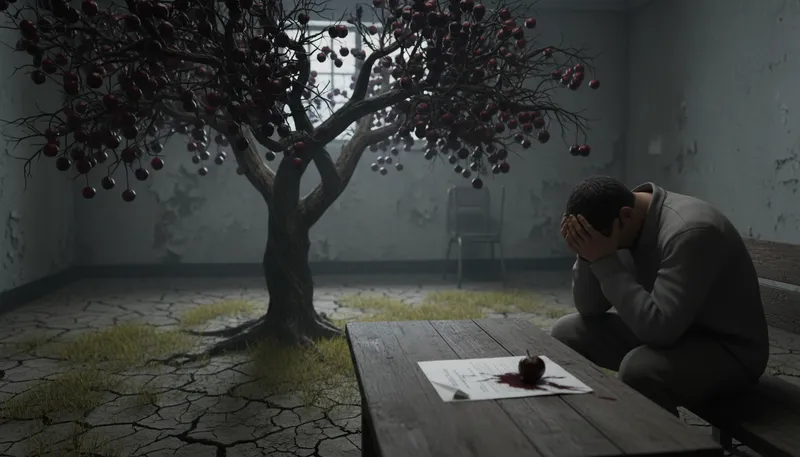 Illustration of fruit of the poisonous tree: evidence obtained illegally is inadmissible.