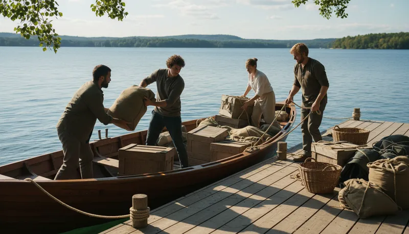Illustration of lade: To load or fill something with cargo.