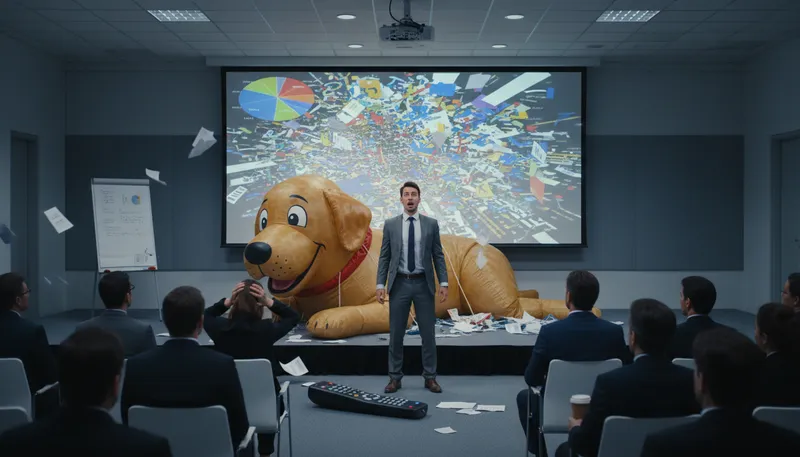 Illustration of screw the pooch: To make a serious mistake.