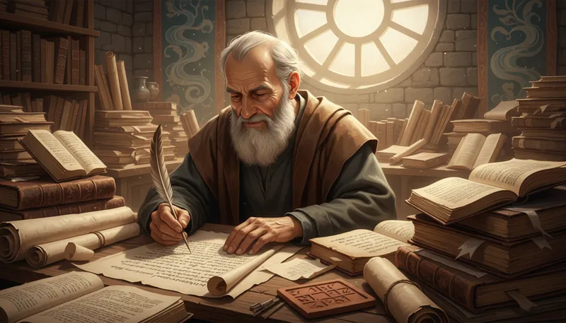 Illustration of origen: Early Christian theologian and scholar from Alexandria.