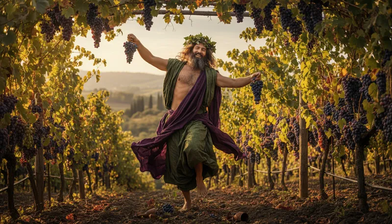 Illustration of bacchus: Roman god of wine and festivity.