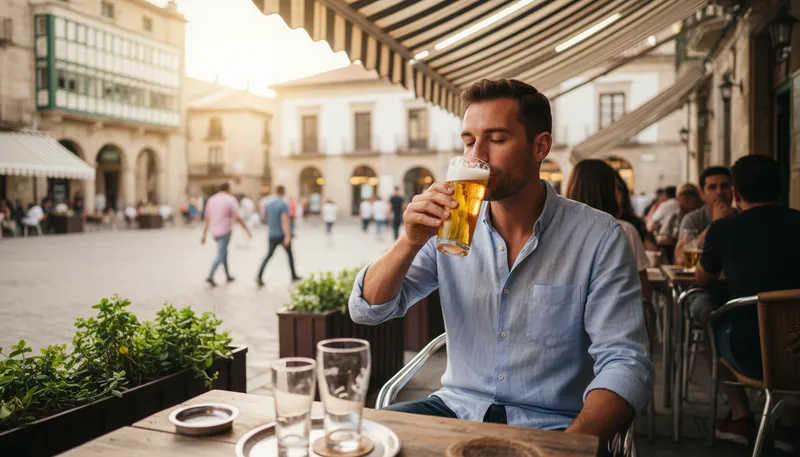 Illustration of lager: A type of beer that is fermented at low temperatures.