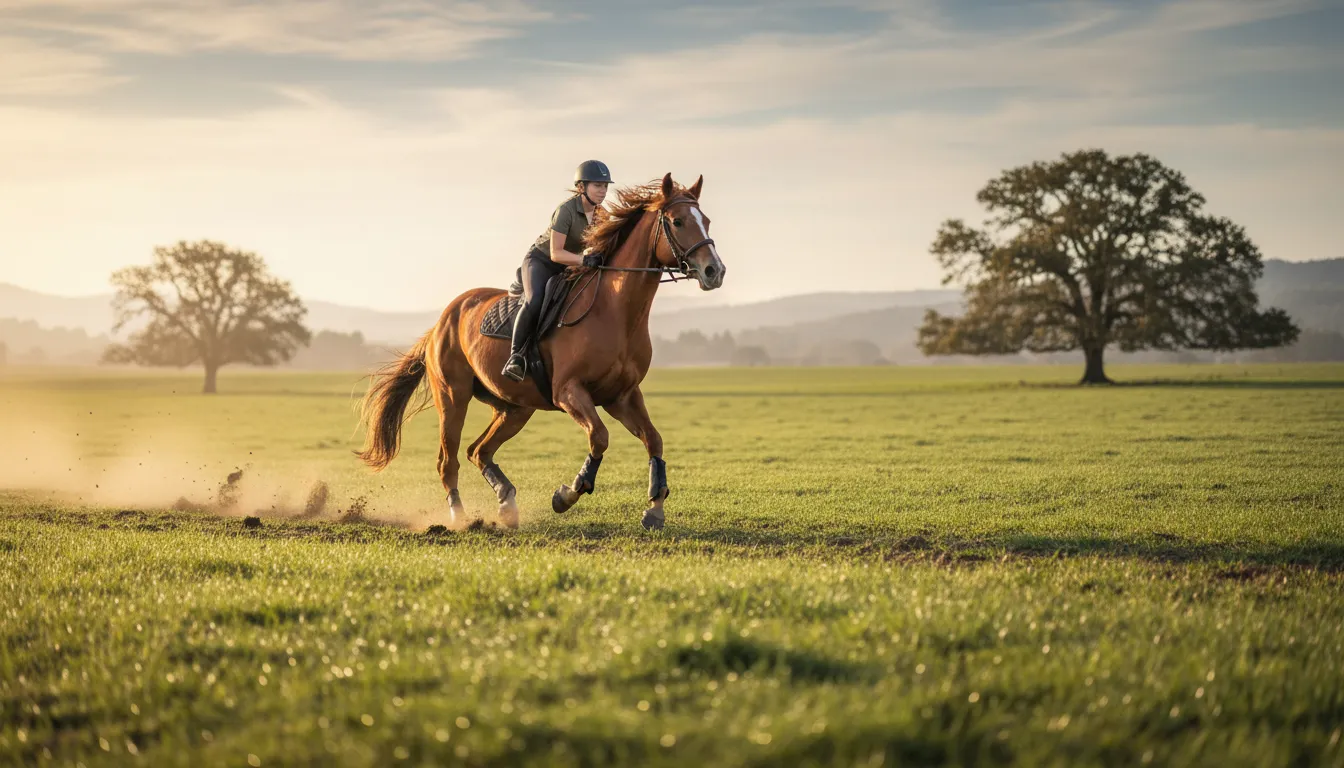 gallop का चित्र: A fast, bounding movement of a horse.