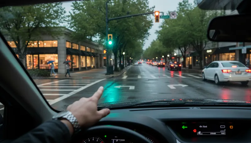 Illustration of please turn left: Make a left turn, please.