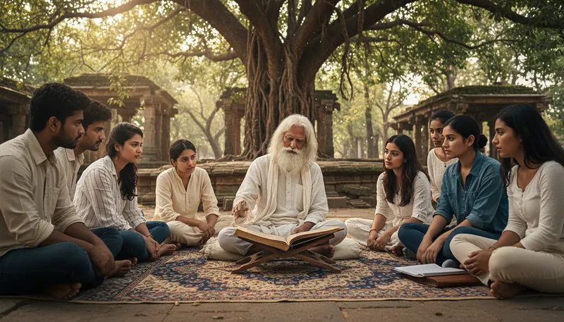 Illustration of pandit: A learned scholar or teacher in India.