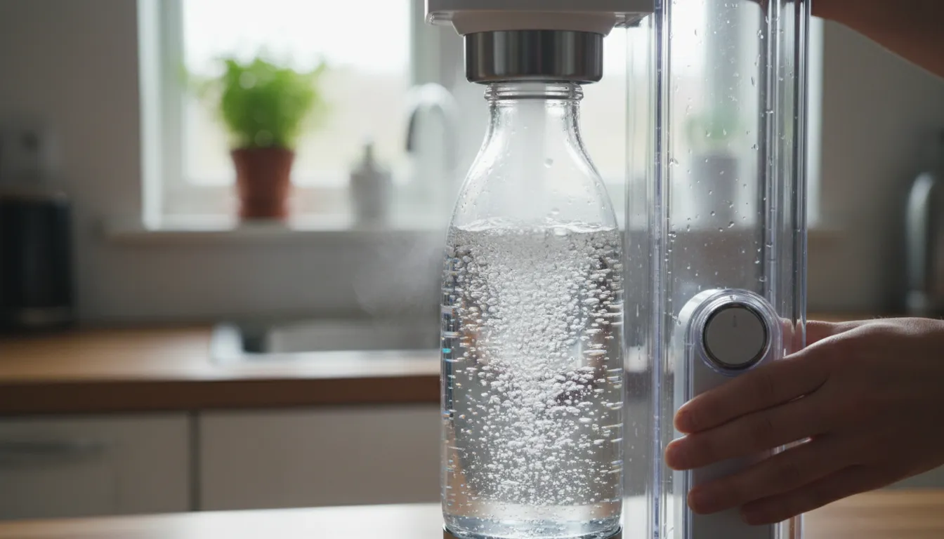 carbonate 的插圖：to add gas bubbles to a beverage