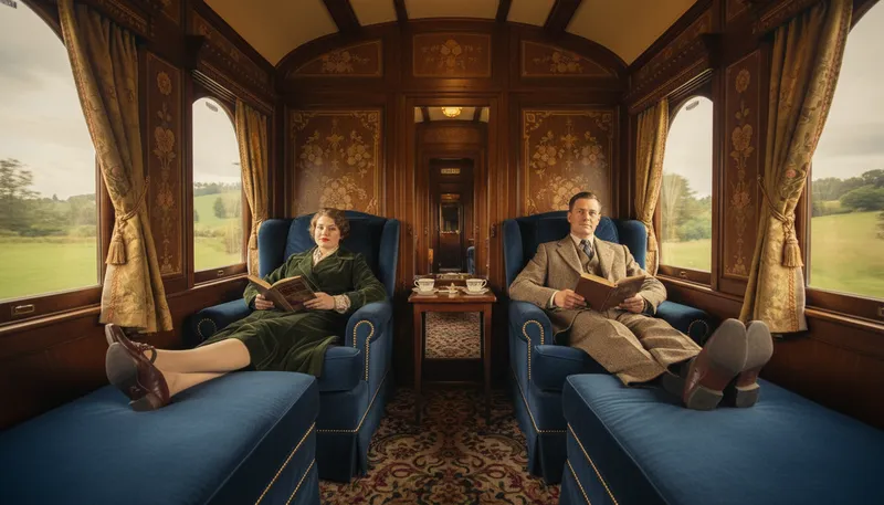 Illustration of pullman: A type of luxury railroad car.