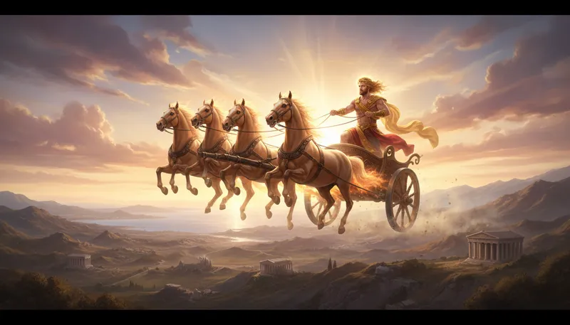 Illustration of helios: the Greek god of the sun.