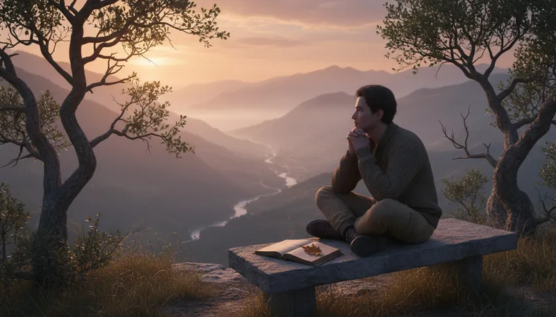 Illustration of agnostic: A person unsure about the existence of God.
