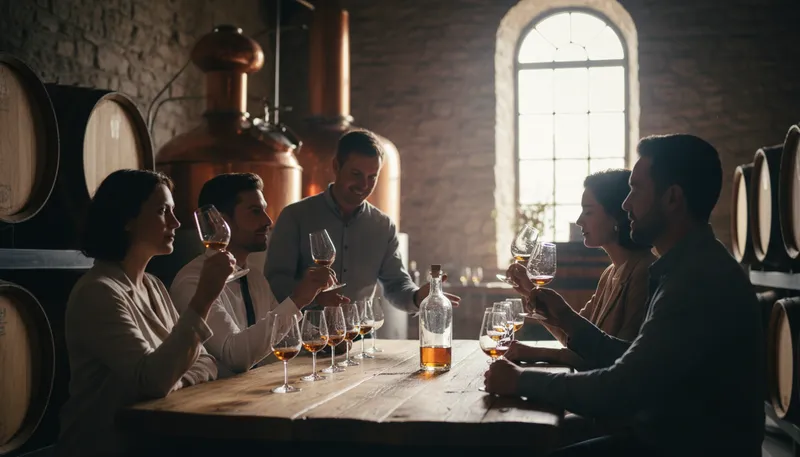 Illustration of distillery: A place where alcoholic drinks are made.