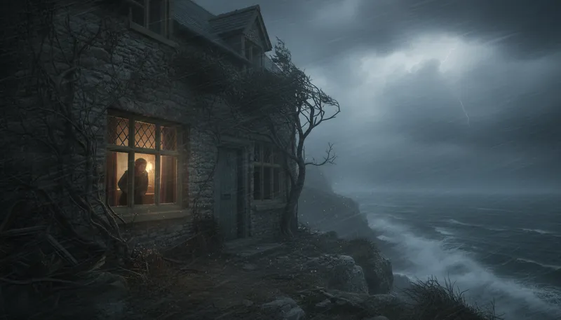 Illustration of tempest: A violent storm with strong winds and rain.