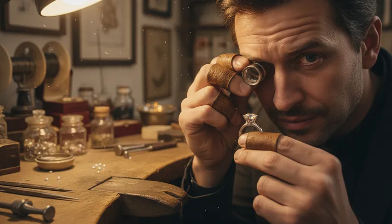 Illustration of jeweler: person who makes or sells jewelry.