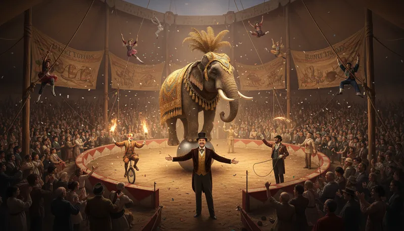Illustration of barnum: A surname often associated with circus and entertainment.
