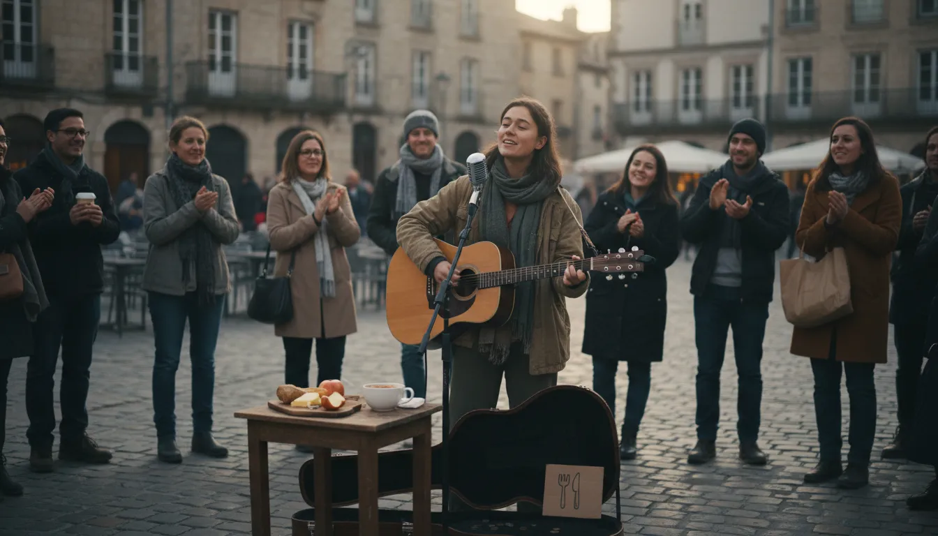 “sing for one's supper” kelimesinin çizimi: to perform for a reward or favor