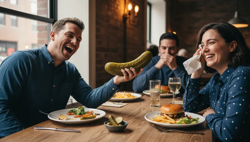 Illustration of tickle someone's pickle: to please or amuse someone