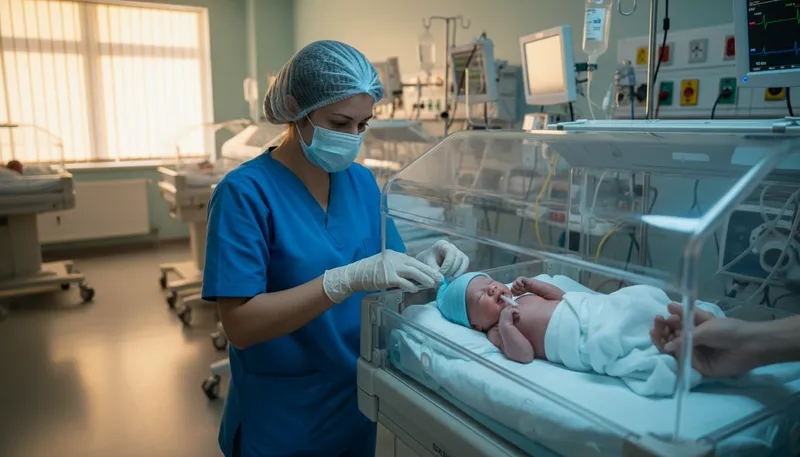 Illustration of neonatal: Relating to newborns or their care.