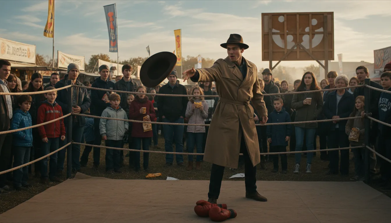 throw one's hat in the ring 일러스트: Show intention to compete or participate.