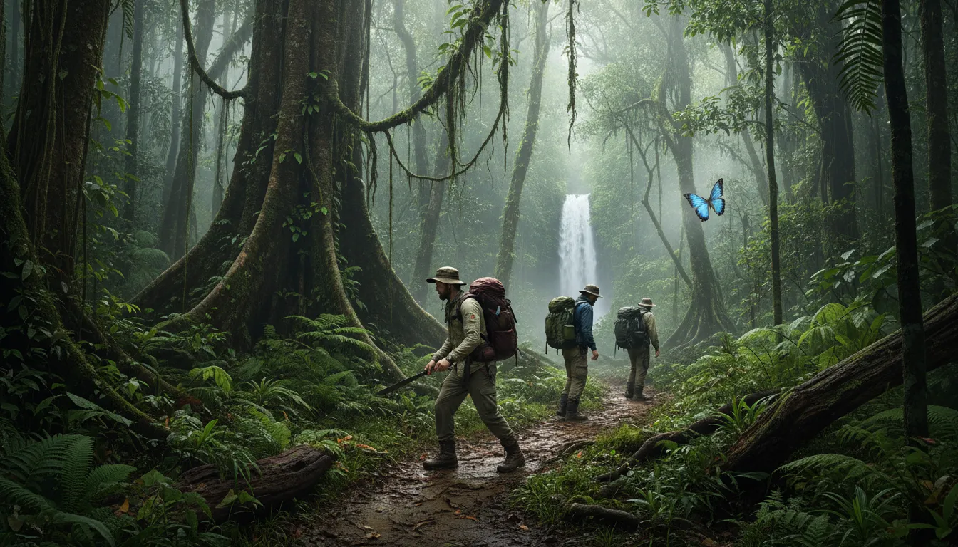 Illustrazione di Borneo: A large island in Southeast Asia known for biodiversity.